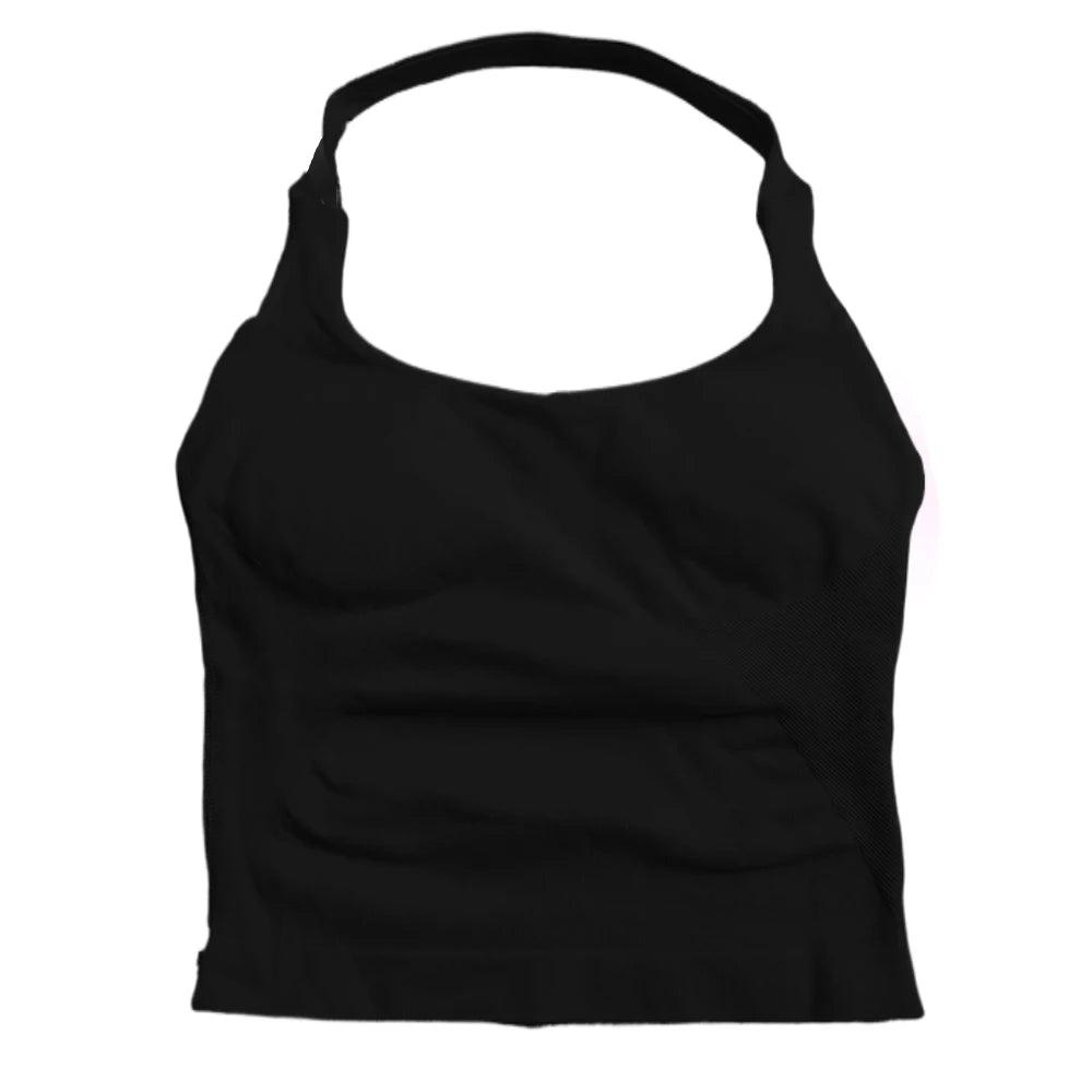 Seamless Halter Tank in Black by Veyaria