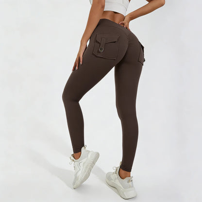 Cargo Pocket Leggings in Ebony Brown by Veyaria