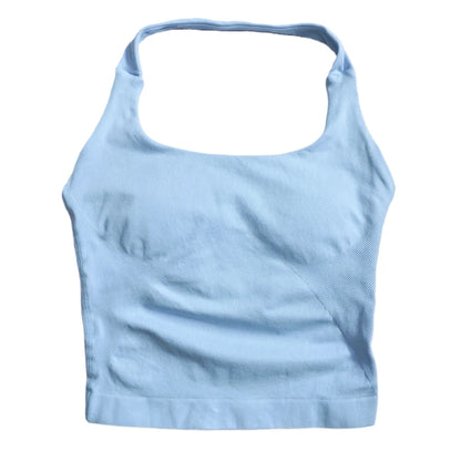 Seamless Halter Tank in Ice Blue by Veyaria