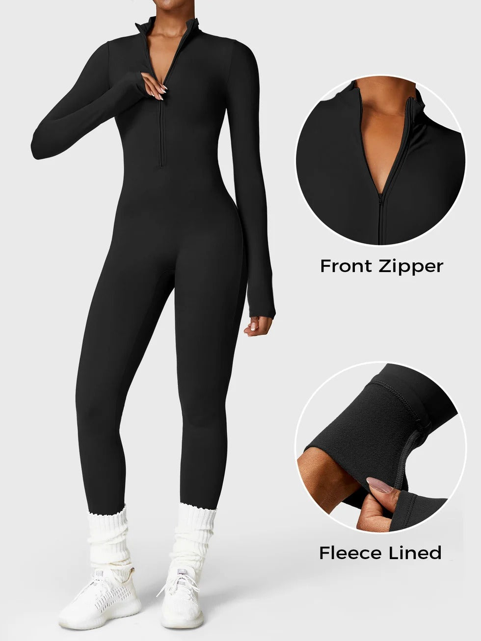 NORDÉA Winter Jumpsuit front zipper and fleece lined detail