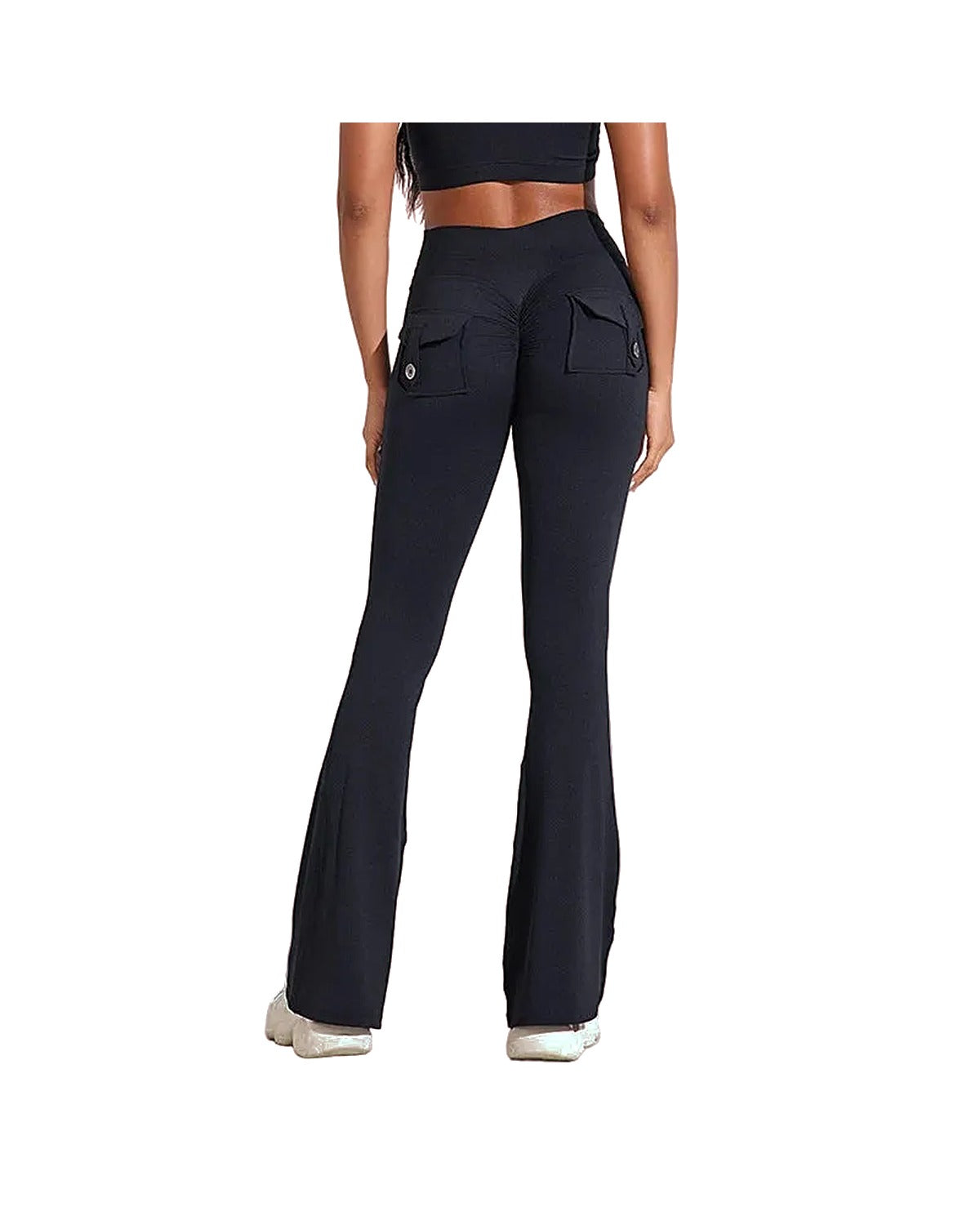 Cargo Flare Leggings in Black by Veyaria