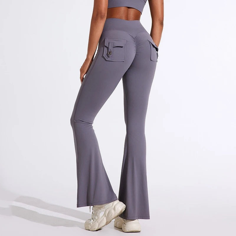 Cargo Flare Leggings in Grey