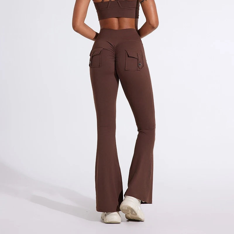 Cargo Flare Leggings in Brown