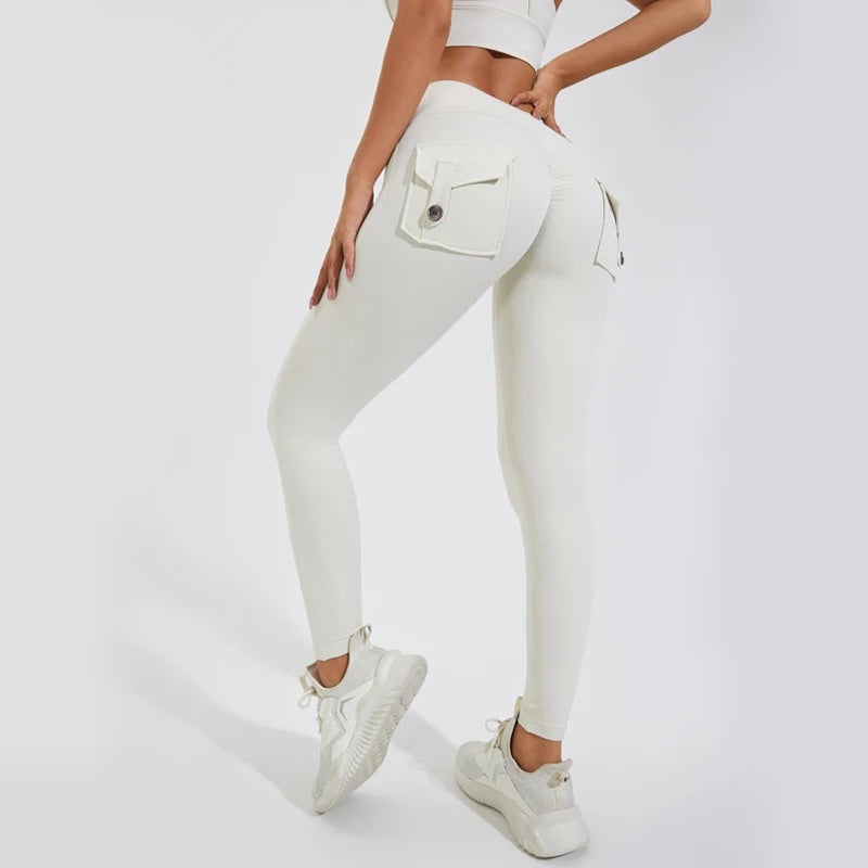 Cargo Pocket Leggings in Beige